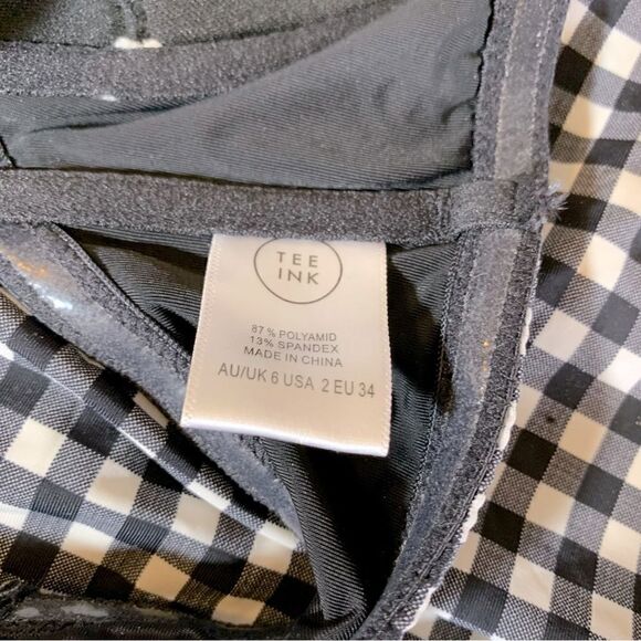 Tee Ink Bikini Swimsuit Black/White Check Padded Lined Sz 2 Gorgeous - Picture 7 of 7